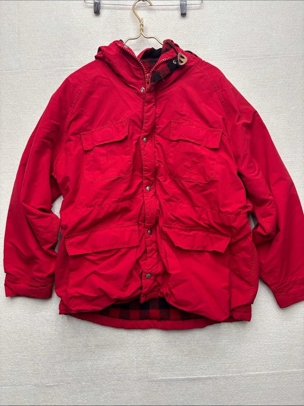 LL Bean | vintage large Men's Red Hooded Field Jacket - Classic Utility Style